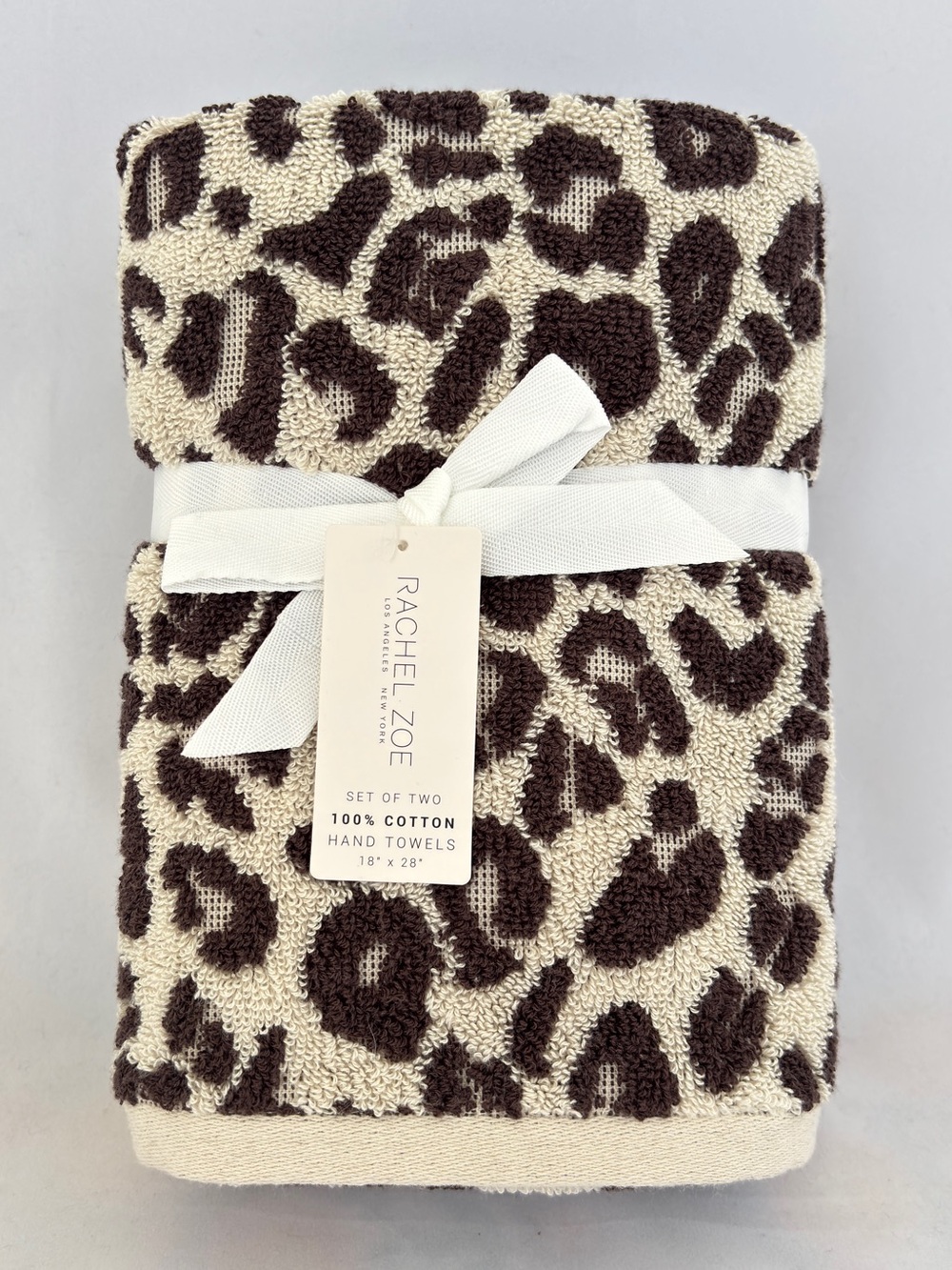 NWT Rachel Zoe Leopard Hand Towels Set of 2 Animal Cheetah Print MobWife
